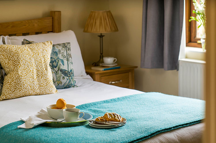 breakfast tray in double bedroom