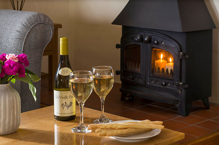 sitting room with log burner